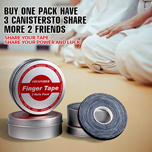 Finger Tape - Strong Athletic Tape | 0.3” x 45 Feet (9 Pack) Tin Set | No Sticky Residue | for Rock Climbing, BJJ Jiu Jitsu, Grappling, Judo, MMA, Rock Climbing and Martial Arts (Black) - color: Black