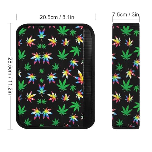 2 Pack Tie Dye Weedleaf Leaf Car Seat Straps Shoulder Pads Breathable Shoulder Protector for Elderly Support, Most Cars, Pressure Relief - color: Pattern 496