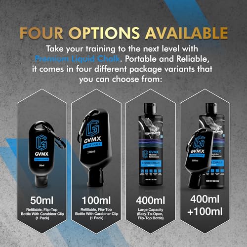 50ML/100ML/400ML Superior Grip Premium Liquid Chalk. Long Lasting Mess-Free Gym Chalk for Weightlifting, Gymnastics, Climbing. Fast Drying Refillable Gym Accessories. Package May Vary. - style: 100ML - 1 Pack
