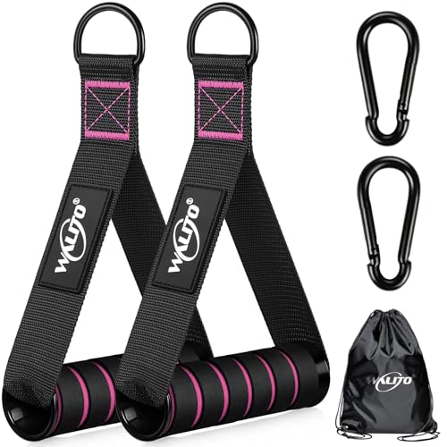 Exercise Handles, Cable Machine Handles for Gym Cable Attachments Training | 2 Pack Heavy Duty Handle with Non Slip Grip for Cable Machines, Pull Down Workouts, Resistance Bands and Home Gym Equipment - color: Black-Pink