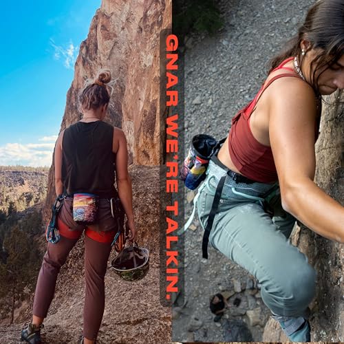 Rock Climbing Chalk Bag | for Outdoor, Gym, & Bouldering | Adjustable Waist Belt, Durable Drawstring Closure, & Zippered Pocket - style: New River Gorge