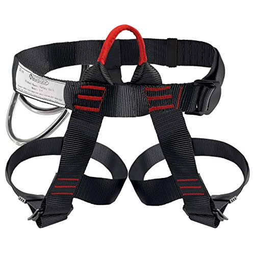 NewDoar Climbing Harness, Mountaineering Rock Climbing Harness, Half Body Harness for Rappelling Fire Rescuing Tree Climbing - color: Black