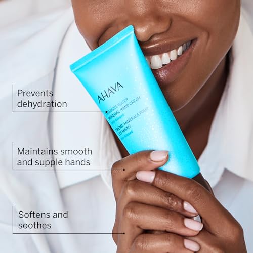 AHAVA Dead Sea Water Mineral Hand Cream - Hand Moisturizer For Dry Cracked Hands, Light & Fast Absorbing, Enriched with Exclusive blend Osmoter, Smoothing Witch Hazel & Soothing Allantoin - size: 3.4 Ounce (Pack of 1)