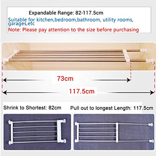 BAOYOUNI Expandable Closet Tension Shelf Rod Organizer Adjustable Storage Rack Heavy Duty Clothes Hanger Metal Space Saving Divider for Bathroom Kitchen Cupboard Wardrobe Bookshelf 32''-46'', Ivory | Adjustable Wardrobe Divider Rod，Space Saving Clothes St