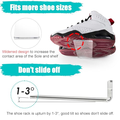SIPRDE Floating Shoe Display Shelves for Wall Mount Set of 6 - Clear Acrylic Floating Shelves for Showcase Sneaker Collection or Shoes Box