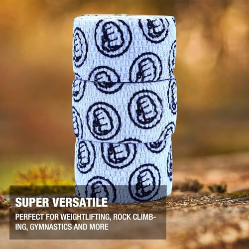 WOD Nation Flexible Hook-Grip Athletic Tape – Easy-Tear, Sweat-Proof Thumb & Finger Strips for Weightlifting - color: White