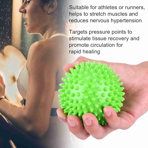 2Pcs Spiky Hard Massage Balls,Soft Spiked Manual Massager Rollers Body Spiky Balls Fitness Finger Relax Tool for Plantar Fasciitis Exercise Back Feet (Large Size 9cm) - color: Green, size: Large size 9cm