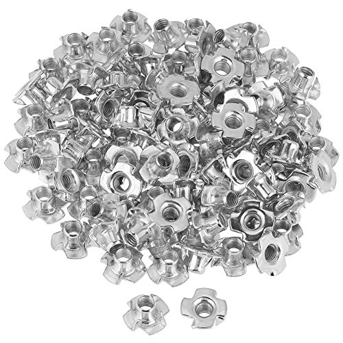 T Nuts zinc Plated Steel, 100PCS Rock Climbing Holds T Nuts Four Pronged Tee Nuts for Furniture Cabinets and Rock Climbing Holds (M8) - size: M8