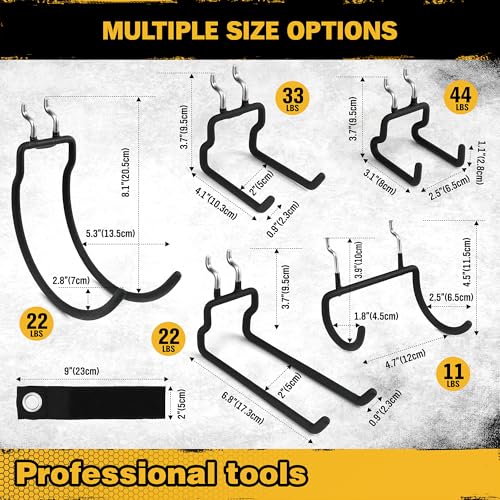 ELEAD 12-Piece Pegboard Hooks with Extension Straps, Heavy Duty Organizer Pegboard Accessories Fit for 1/4" Pegboard, Peg Board Tool Utility Hangers for Power Tool, Drill, Bag, Cord - style: 12-Piece