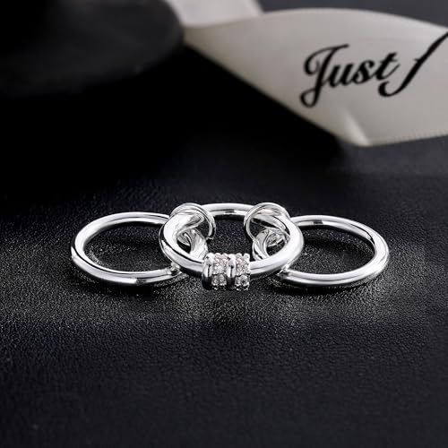 Gold Stackable Rings for Women Non Tarnish, Dainty 14K Gold/Silver Plated Cubic Zirconia Spinelli Ring Chunky Multi Rings Mixed Metals Ring Stack Set Non Tarnish Jewelry - color: Plain-Silver, size: 9