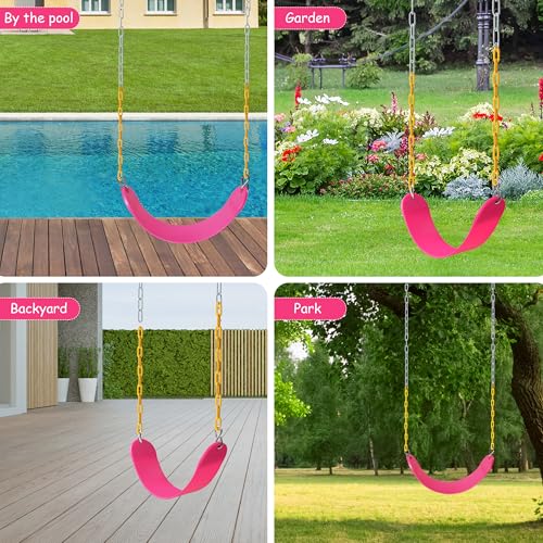 Sunnyglade 2PCS Swings Seats Heavy Duty with 66" Chain, Playground Swing Set Accessories Replacement with Snap Hooks, Support 250lb (2, Pink) - color: Pink