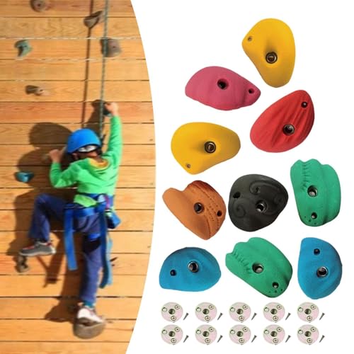 10 Pieces Rock Climbing Wall Holds Indoor Outdoor Climbing Grips Resin Material Easy Installation Textured Surface Suitable for Playground Home, with Back Nail Screw