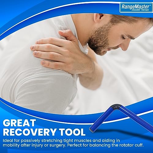 RangeMaster ShoulderWand Therapy Stretching Tool│Collapsible Stretching Bar │Physical Therapy Tool for Recovery and Increasing Motion (Blue) - color: Blue