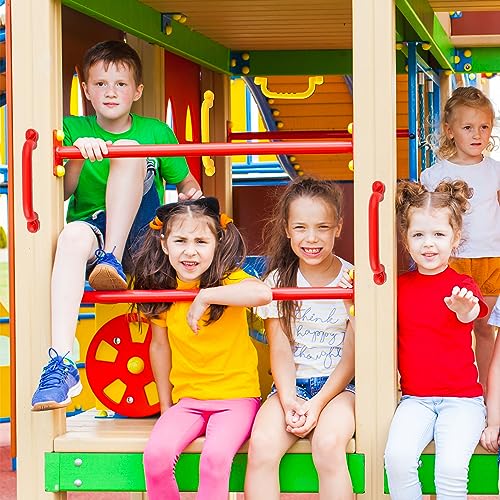 4 Pieces Kids Playground Safety Handles Playground Grab Handle Bars Playground Accessories Equipment for Kids Outdoor Playset Backyard Playhouse Tree House Jungle Gym (Yellow,Red) - color: Yellow, Red