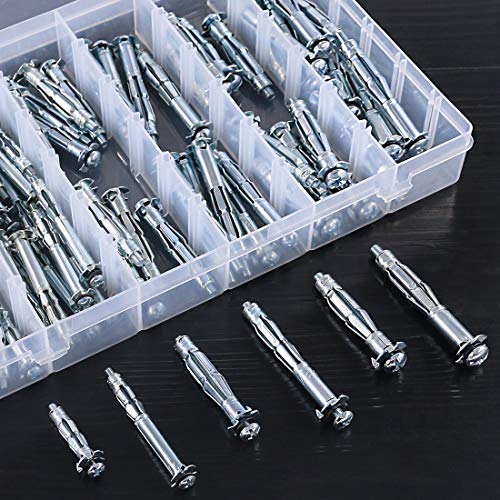 Glarks 80Pcs 6 Size Heavy Duty Zinc Plated Steel Molly Bolt Hollow Drive Wall Anchor Screws Assortment Kit for Drywall, Plaster and Tile - size: 80Pcs 6 Sizes Assortment Set