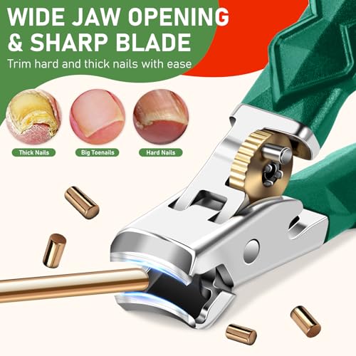 2026 Toenail Clippers for Thick Toenails, Wide Opening Nail Clippers, Heavy Duty Ingrown Toenail Clippers Nail Cutters, Ultra Sharp Slanted Nail Clippers with Long Handle - style: Red & Green