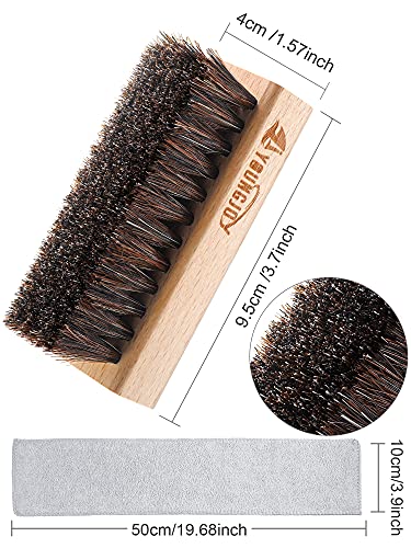 YoungJoy 3 Pieces Dual Sided Sneaker Shoe Cleaner Brush Set Shoes Clean Brush Kit Both Boar and Plastic Bristles with Microfiber Cloth (B) - style: B