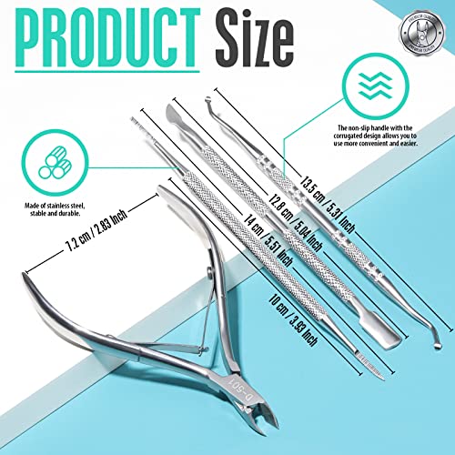 FANDAMEI Ingrown Toenail Removal Kit, Pedicure Tools, Nail Care Kit, Cuticle Trimmer, Nail Cuticle Nippers, Cuticle Kit Stainless Steel, Cuticle Clippers, Cuticle Pushers, Manicure Kit, Pedicure Kit - color: Silver