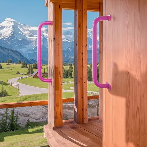 ESPETS 17 Inch 6 Pieces Pink Outdoor Metal Safety Playground Handles | Swing Set Attachment Grab Handle, Weather-resistence Playset Accessories Hand Grips, Indoor Monkey Bars - color: Pink -6 Pcs