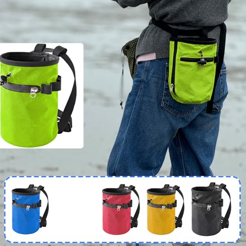 Rock Climbing Chalk Bag & Zippers Pockets Adjustable Bouldering Chalk Bag Bucket for Gym Climbing Gymnastic Bouldering Bucket - color: Sky Blue