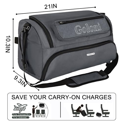 Goloni Gym Bag for Men & Women,40L Large 3 in 1 Sports Travel Duffel Bag with Shoes Compartment and Wet Pocket,Weekender Overnight Backpack,Grey - color: Grey