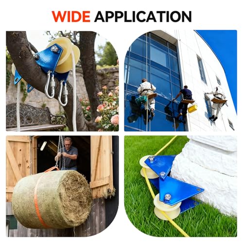 Block and Tackle Pulley System, Pulley System for Lifting, Lifting Pulley, Heavy Moving Pulley, Pulley for Home, Construction Site, Garage, Barn, Hoist, Beam, Material Moving, Compatible 8-25mm Rope