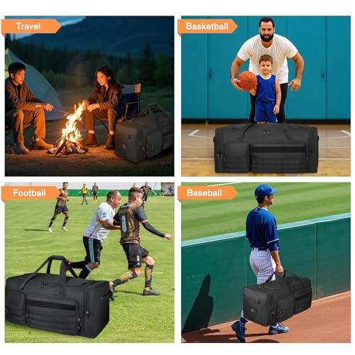 Goloni 130L Heavy Duty Large Duffle Equipment Bag,Catchers Gear Bag with Shoe Compartment,Baseball Duffle Bag - color: Black