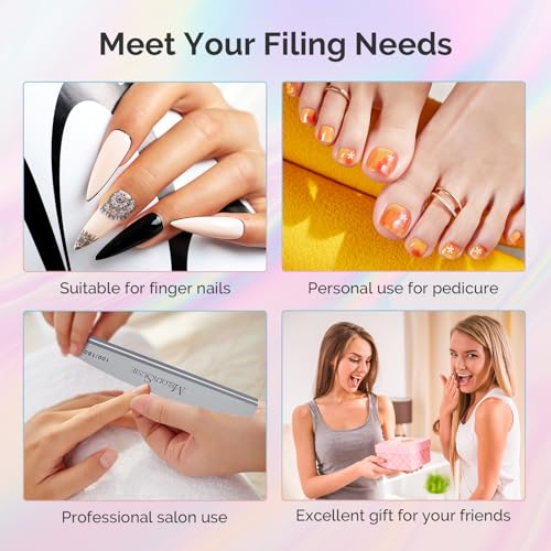 MelodySusie 16Pcs Professional Nail Buffer Kit,Nail Files and Buffers,Nail Buffer Block,Nail Brush, Nail File Buffers Kit for Natural Nails,DIY,Home Use,Salon（100/180 Grit） - size: 16Pcs