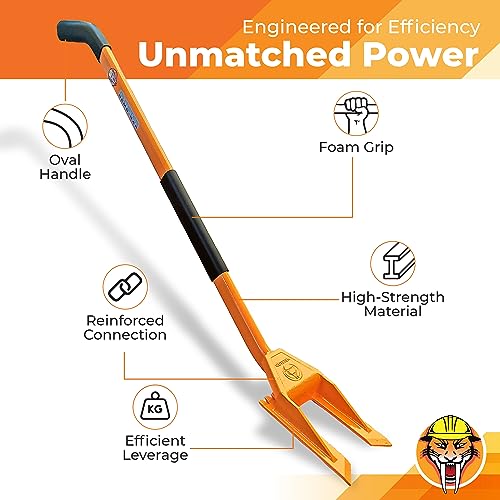 48” Demolition Pry Bar & Crowbar – Oval Handle Wrecking Bar for Ceiling & Wall Demo – Heavy Duty Nail Puller Tool for Contractors, Firefighters & Home Renovations - size: 48" Oval