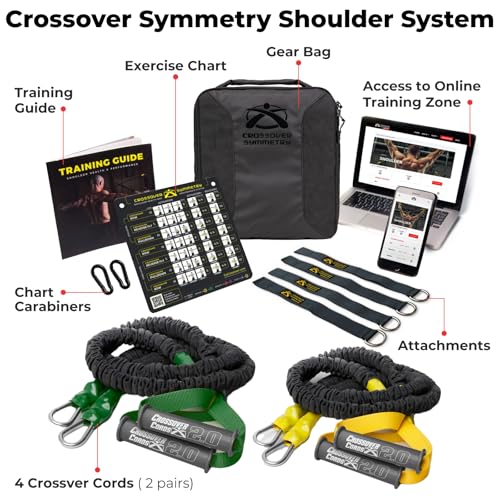 Crossover Symmetry Shoulder System Includes Two Sets of Resistance Bands Attachments Training Guide Exercise Chart Online Workouts for Home Fitness Rehab Rotator Cuff Exercises - style: Novice Squat Racks