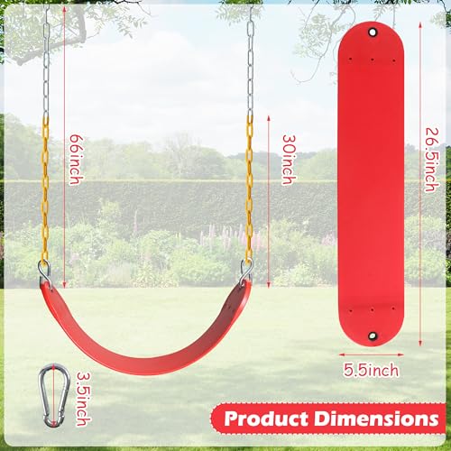 Sunnyglade 2PCS Swings Seats Heavy Duty with 66" Chain Support 250lb Red | Playground Outdoor Swing Seat Replacement with Snap Hooks, Coated Chains, Soft Eva Seat, Non-Slip Design & 250 Lb Capacity - color: Red