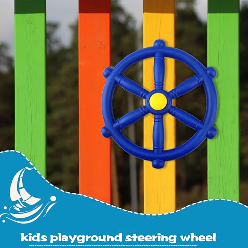 Playground Steering Wheel Plastic Pirate Ship Wheel Playground Swingset Steering Wheel Playset Accessories for Kids Outdoor Backyard Playhouse Treehouse (1, Blue) - color: Blue