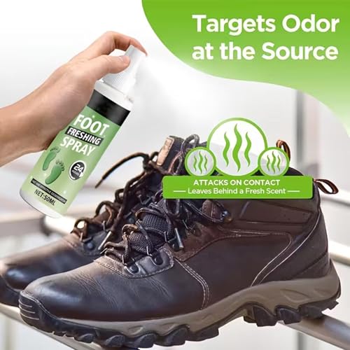 Shoe Odor Spray 60ml Powerful Long-Lasting Freshener | Foot Odor Spray for Leather Boots Footwear Tennis Hockey Closet Home Sneaker