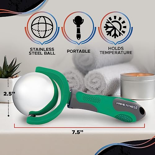 Cold Massage Roller Ball | Cold Therapy | Ice Roller Ball with Handle | cryo Stick | Relieve Muscle Pain (Green) - color: Green