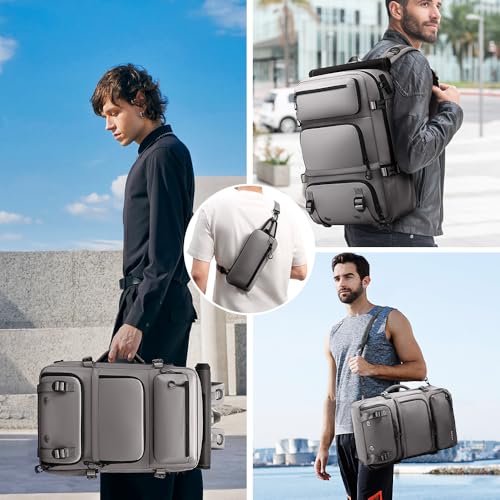 FUTURE AESTHEICS Travel backpack Carry-on Travel Backpack For Women Men Flight Approved Business Weekender Overnight Waterproof Daypack (Grey) - color: Grey