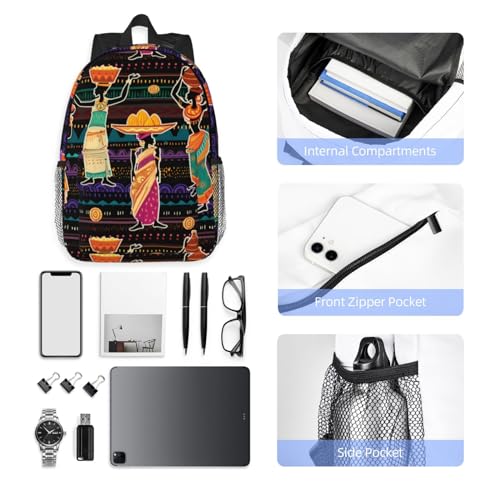 African Tribes Laptop Backpack African Art Backpack Bag With Adjustable Shoulder Straps - color: African Tribe _I1001