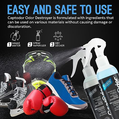 Captodor Sports & Footwear Freshening Spray - 2 x 8.12oz (240 ml) Travel Bottles - Mist for Shoes, Apparel & Equipment - style: Mixed