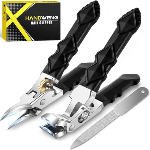 Toenail Clippers for Thick Toenails, Angled Head Large Toe Nail Clippers for Thick Nails for Men, Heavy Duty Slanted Nail Clippers with Wide Jaw, Ingrown Toenail Clippers with Long Handle - style: Ergonomic Nail Clipper Set