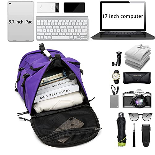 Gym Duffle Bag Waterproof black Laptop Backpack Suitable for Hiking, Fishing, Travel 40L Large Capacity Trendy Cool Lightweight Backpack for Men and Women - color: Purple