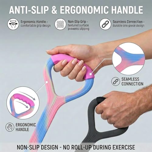 Figure 8 Resistance Band with Handles, Elastic Bands for Working Out,Arm,Back,Shoulder Training Elastic Ropes - color: Colorful & Gray
