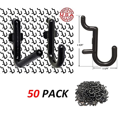 Wall Peg Hook Kit - 100 Pegboard Hooks Tool Storage Garage Organizer Choice B/W (50, White)