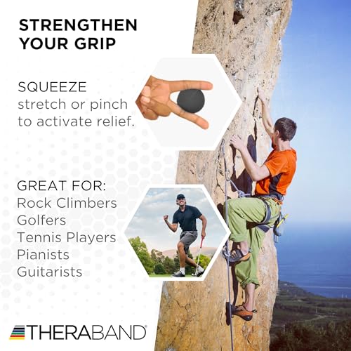 THERABAND Hand Exerciser Ball, X-Large Black, Extra Firm Resistance for Grip Strengthening, Finger & Hand Therapy, Squeeze Ball for Rehab, Wrist & Forearm Exercise, Latex-Free, Textured Surface - color: Black - Extra Firm