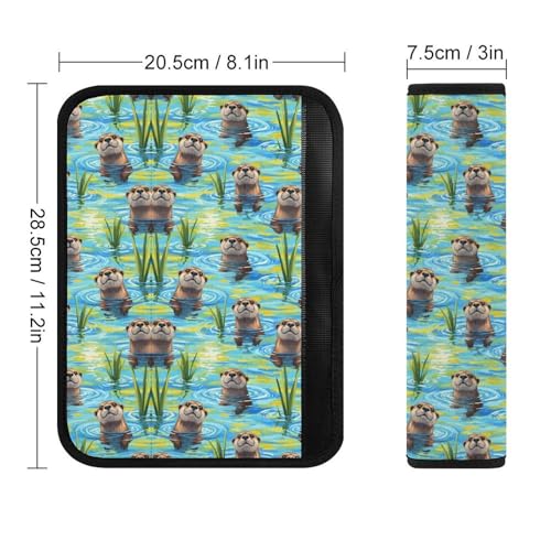 2 Pack Blue Water Scene Cute Otters Seat Belt Cover Universal Fit Shoulder Protector for Adults and Children, Most Cars, Comfortable Driving - color: Pattern 582