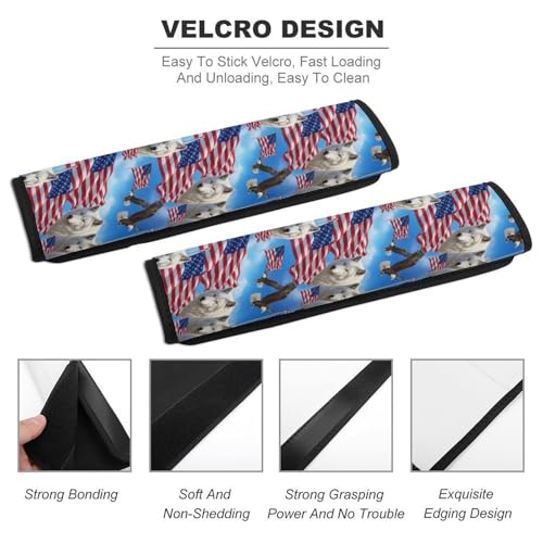 Soft Padded Seat Belt Cover for Girls and Boys, Stroller Pushchair High Chair, 2 Piece Wolves Eagles Wolf American Flag Shoulder Protector Anti-Slip Pad - color: Pattern 778