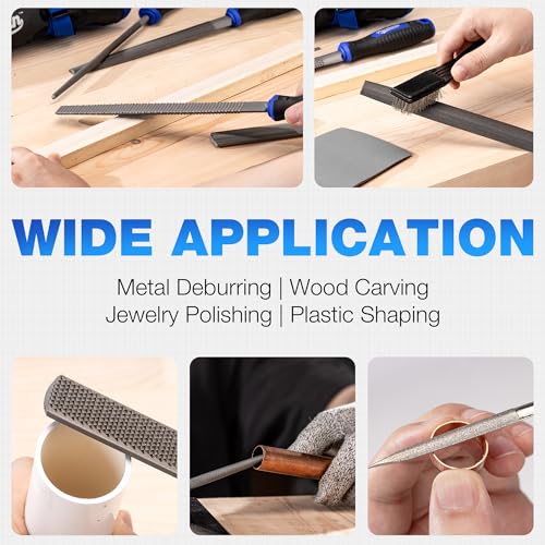 32PCS Metal File Set, Diamond Steel Needle Files, Wood Rasp | 4 Way Riffler File, Sandpapers, Wire Brush with Tool Bag for Metal, Wood, Plastic, Jewelry Carving, Polishing