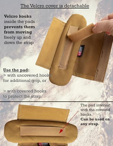 Shoulder Strap Pad for Optimal Weight Distribution, Plate Carrier Shoulder Pads with Velcro, Backpack Strap Pads, Shoulder Strap Cushion for Tactical and Weighted Vests, Body Armor, Waist Belts - color: Khaki