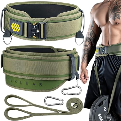 MANUEKLEAR 2-in-1 Weightlifting Belt & Dip Belt with 36.7 IN Rope, Double-Layer Weight Lifting Belts, Powerlifting Gym Weighted Belt for Pull Up Squat - color: Olive Drab, size: S(26-29in)