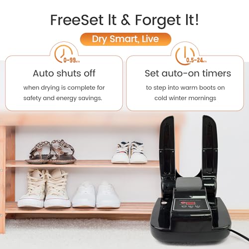 Boots and Shoes Dryer, Glove Dryer & Boot Warmer with Heat Blower, Portable Adjustable Rack and Timer, Folding Design & Quick Drying for Shoes, Gloves, Hats, Socks, Ski Boots