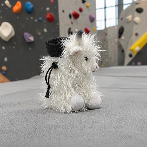 Funny Highland Cow Rock Climbing Chalk Bag, Soft Fluffy Cow Climbing Chalk Pouch with Drawstring Adjustable Belt, Fit Bouldering, Gymnastics Outdoor Activities for Climbers - color: white