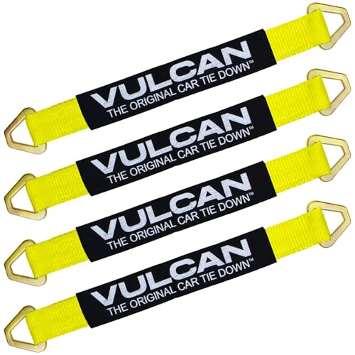 VULCAN Tie Down Axle Straps with Wear Pad - 4 Pack - Classic Yellow - 3,300 Pound Safe Working Load - size: 2" x 22" Classic Yellow (4 Pack)